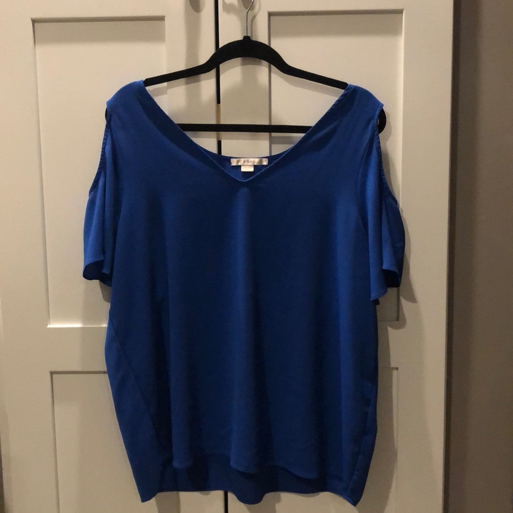 Blue Blouse W/ Cold Shoulders